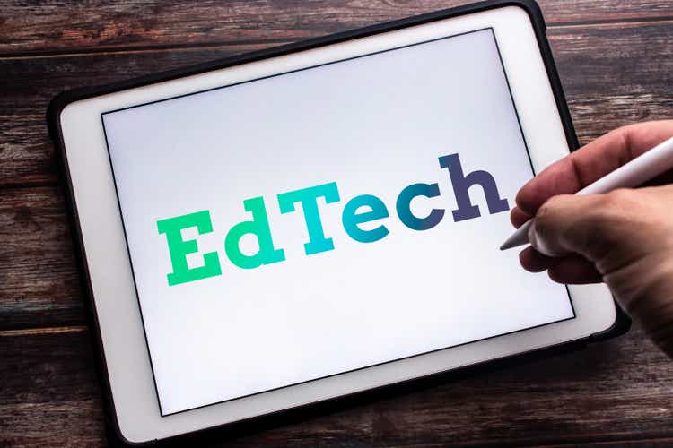 Closeup keyword EdTech (EduTech, Educational technology) on tablet
