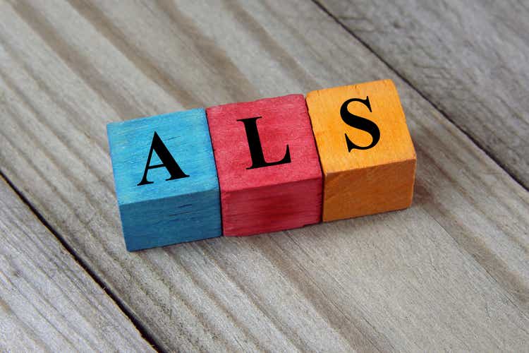 ALS acronym on colorful wooden cubes