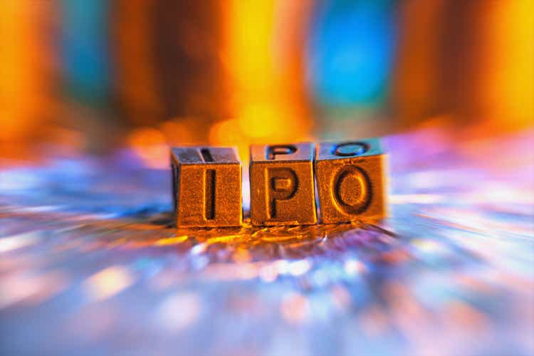 IPO copper alphabet in radial blur illuminated with light